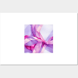 Watercolor purple bow purple ribbon Posters and Art